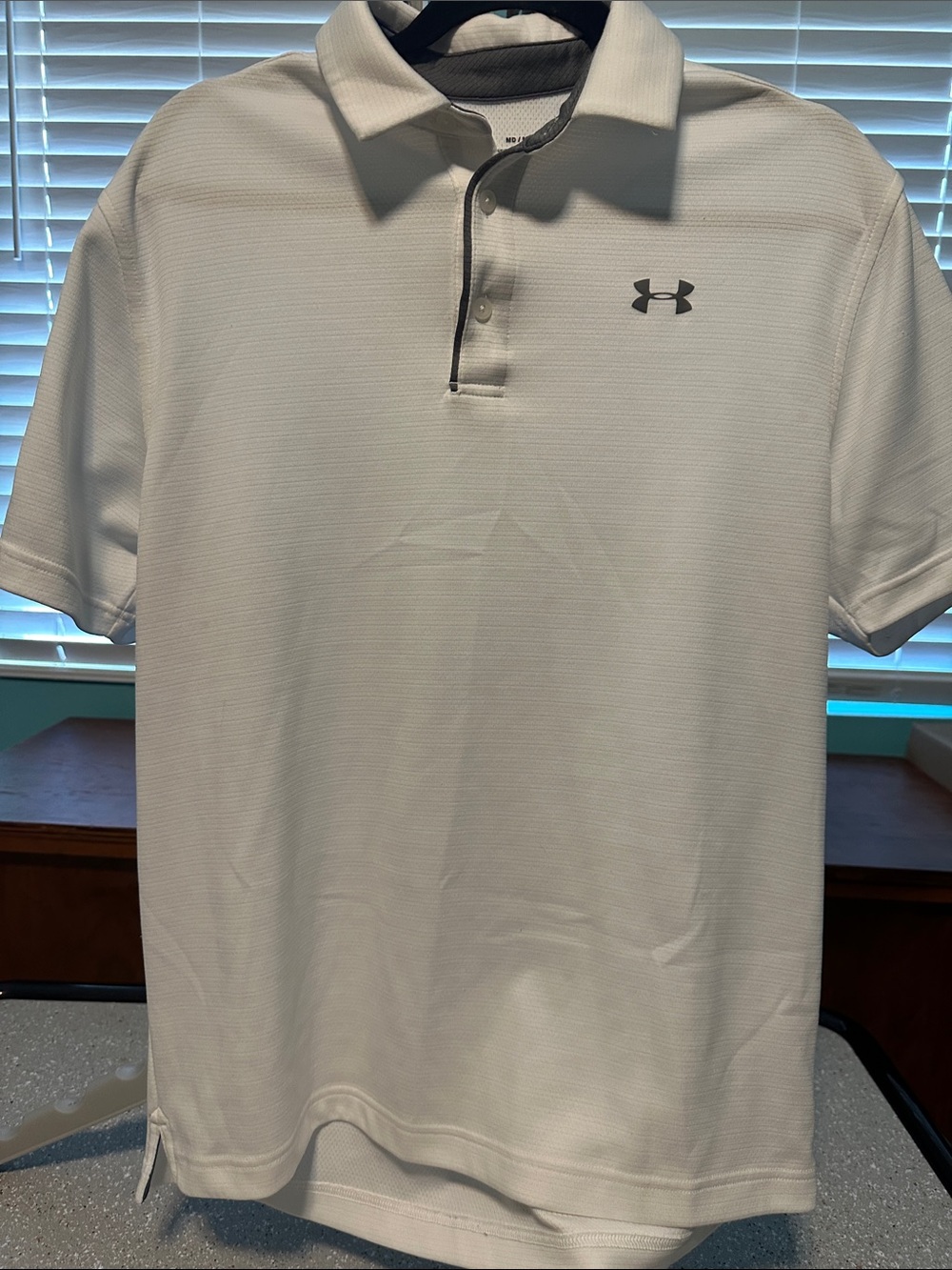 Under Armour White Polo with Gray Logo Trim